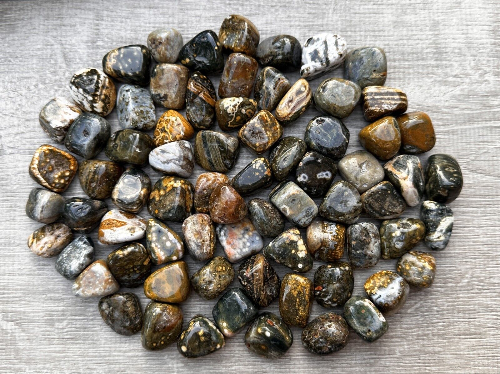 Grade A++ Ocean Jasper Tumbled Stones, 0.75-1 inch Sea Jasper Stones, Bulk Lot