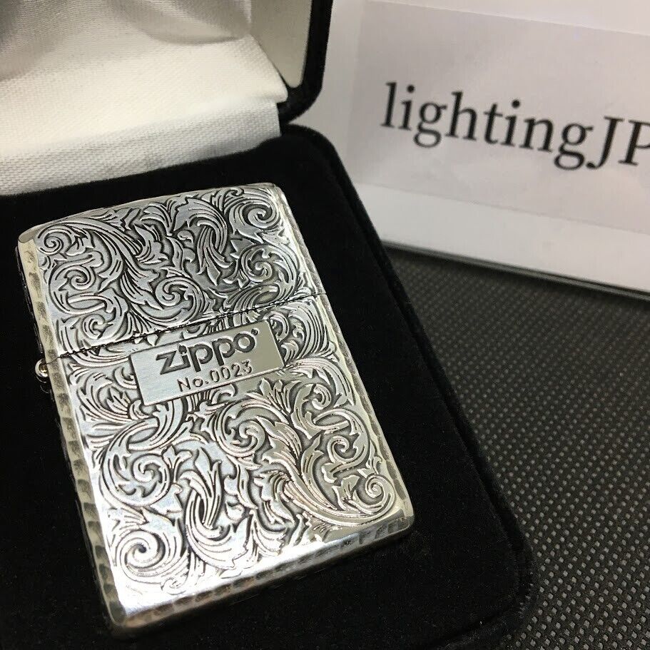 Zippo Arabesque Silver Armor Case Limited Serial Number Oil Lighter Japan New