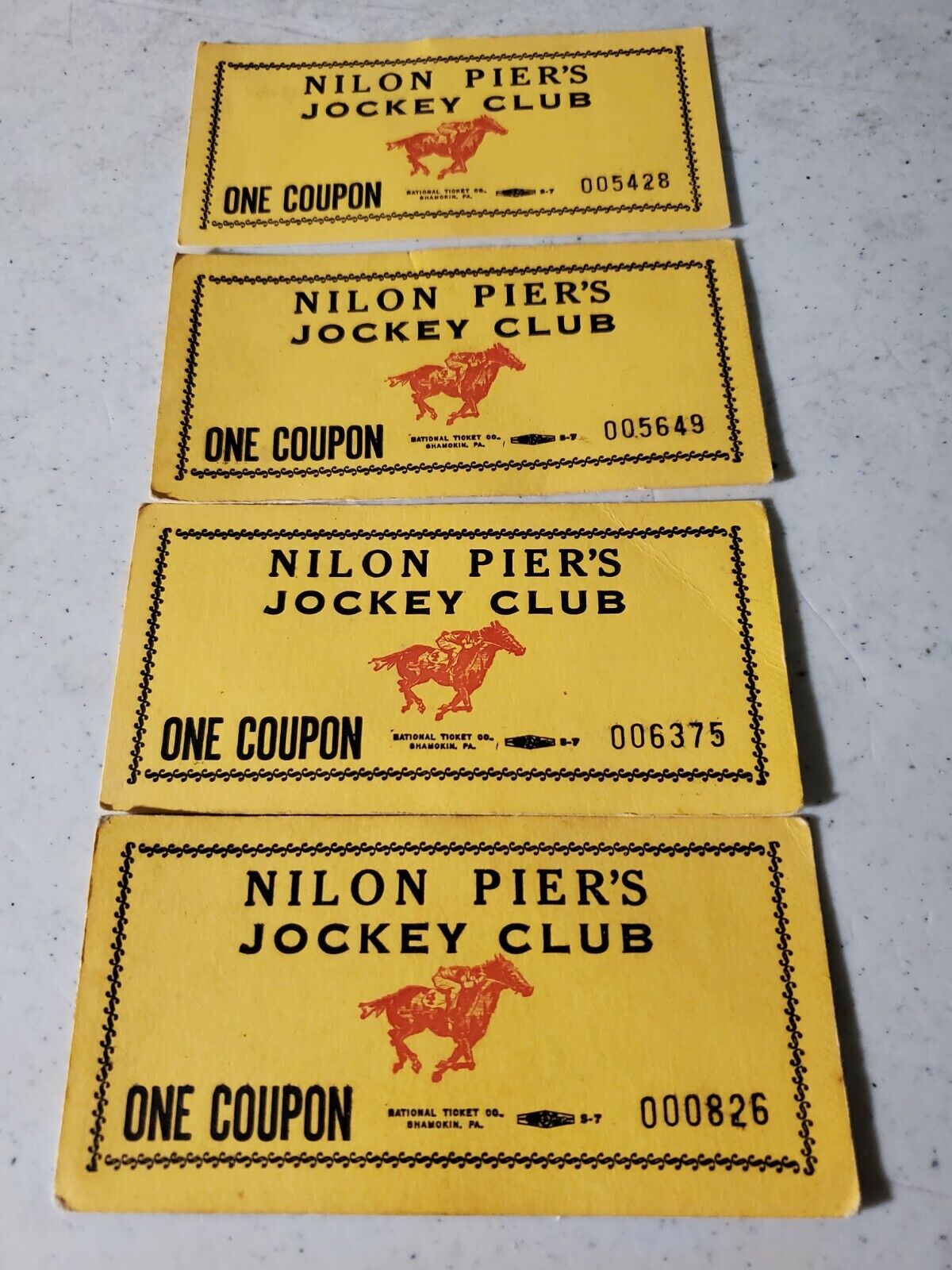 4 Lot Super Rare Vintage Nilon Piers Jockey Club Wildwood NJ Boardwalk Tickets