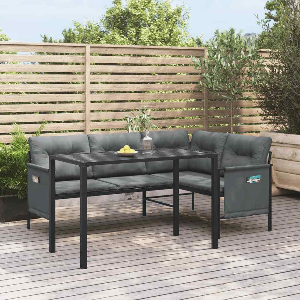 Patio Dining Set 2 Piece Patio Furniture with Cushions Anthracite Steel vidaXL
