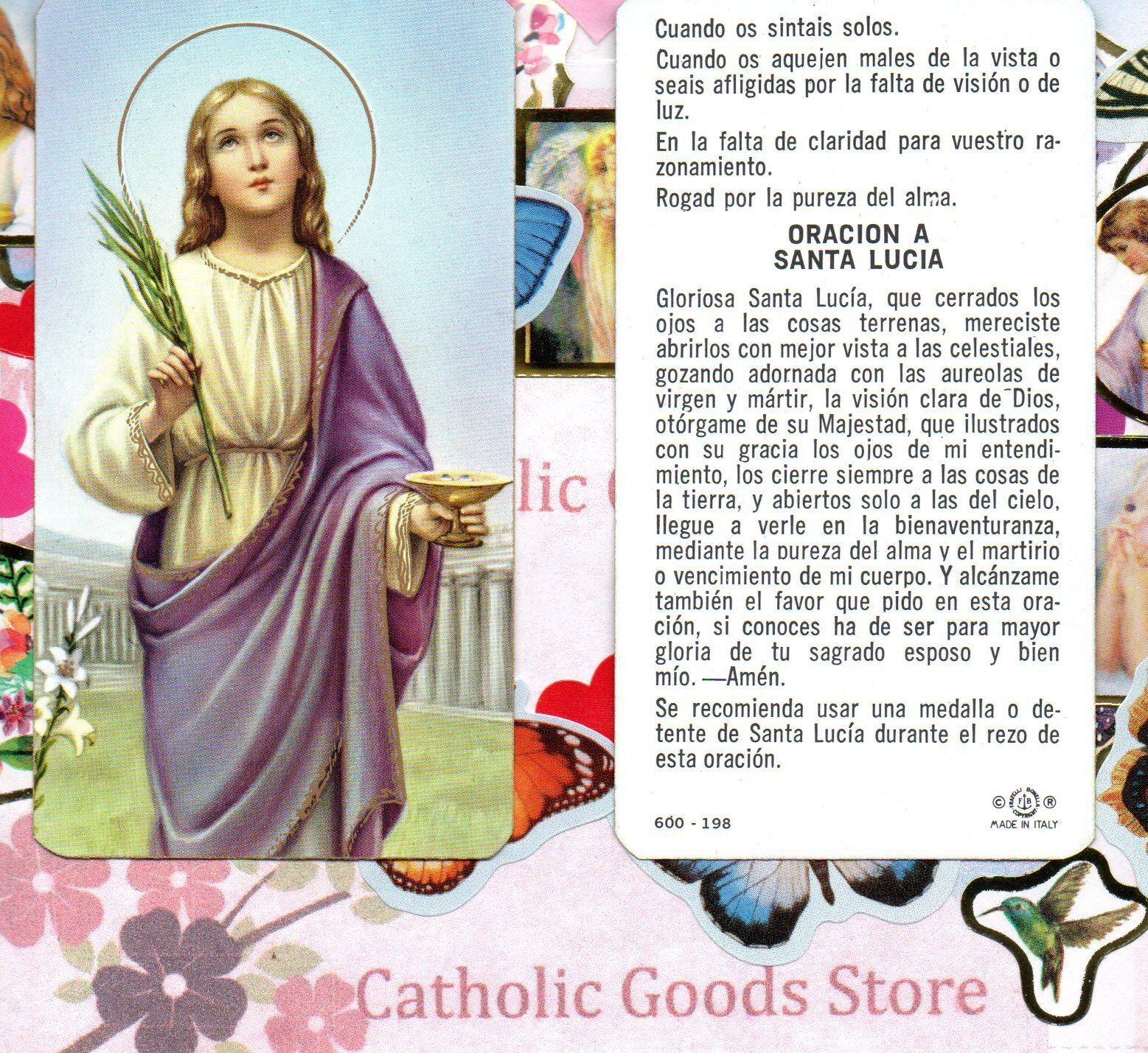 Oracion a Santa Lucia - Spanish - Paperstock Holy Card