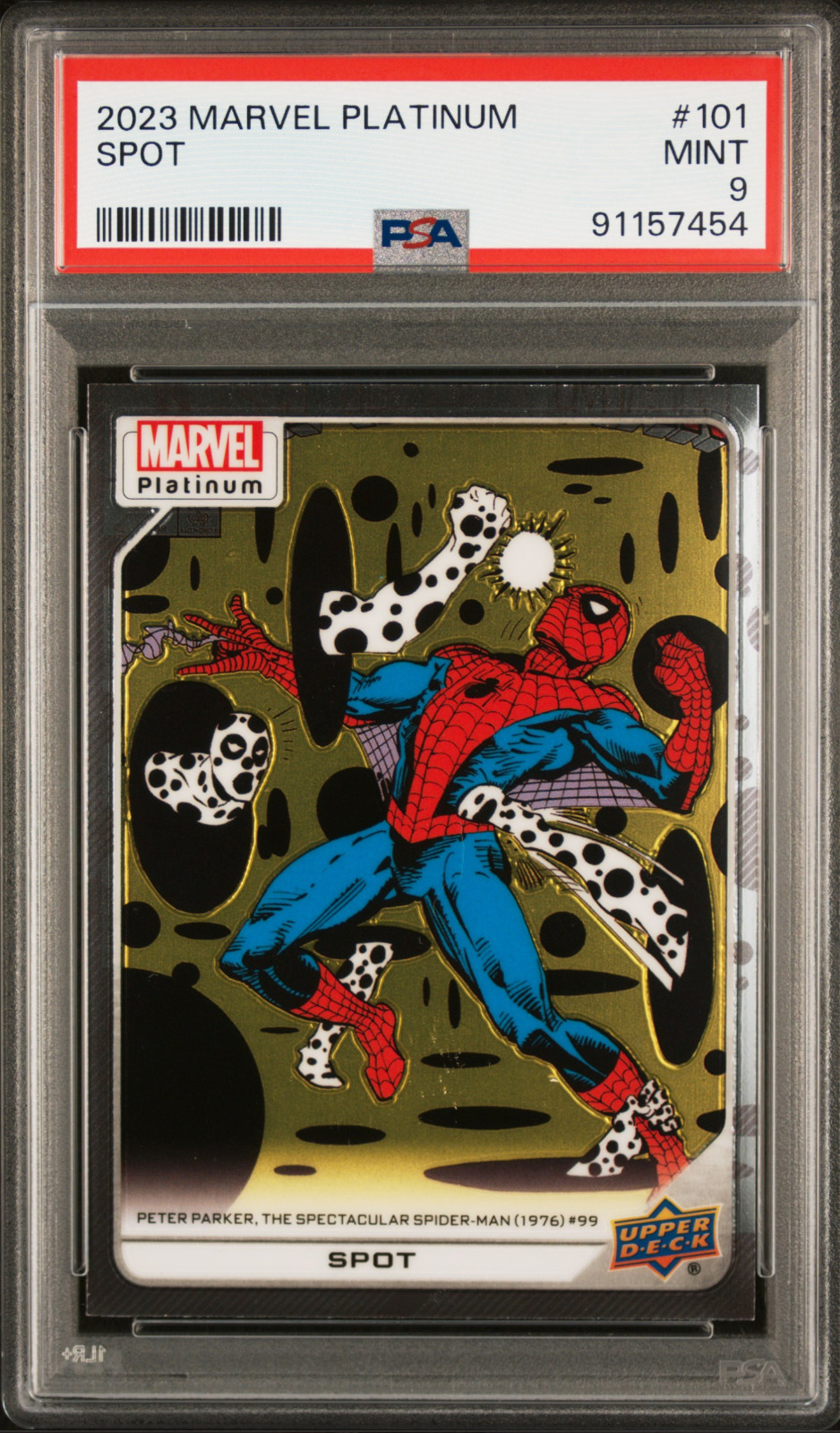 2023 Upper Deck Marvel Platinum SPOT PSA 9 #101 LOW POP Featuring Spider-Man