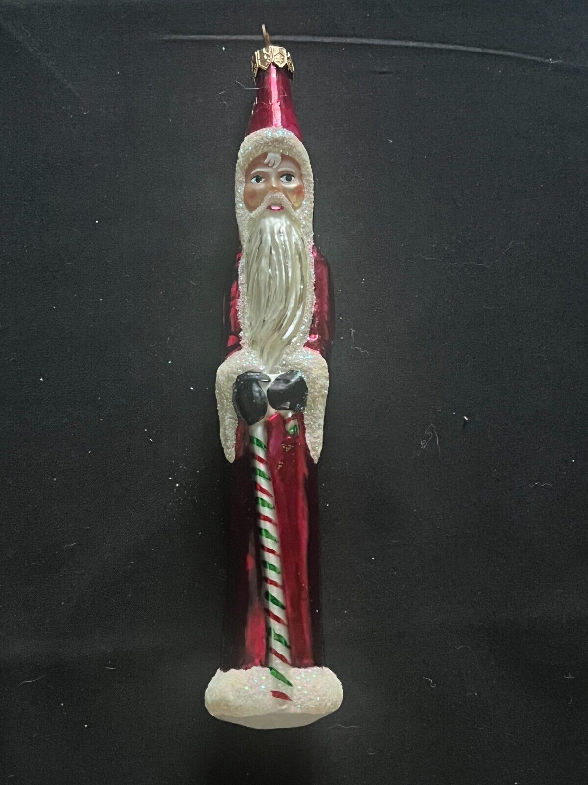 Vintage 1995 Christopher Radko Cranberry Slim Pickins Santa Glass Ornament