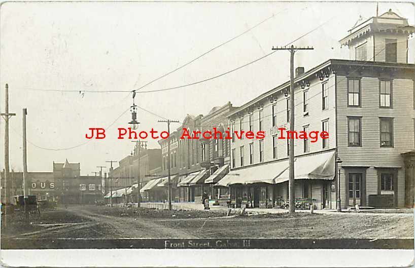 IL, Galva, Illinois, RPPC, Front Street, Business Section, 1908 PM, Photo