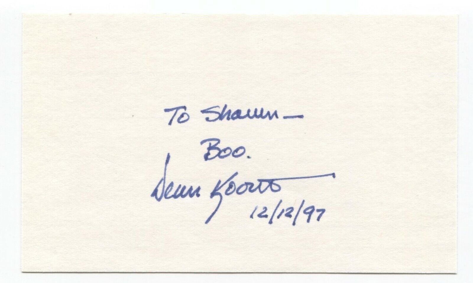 Dean Koontz Signed 3x5 Index Card Autographed Vintage Signature Author