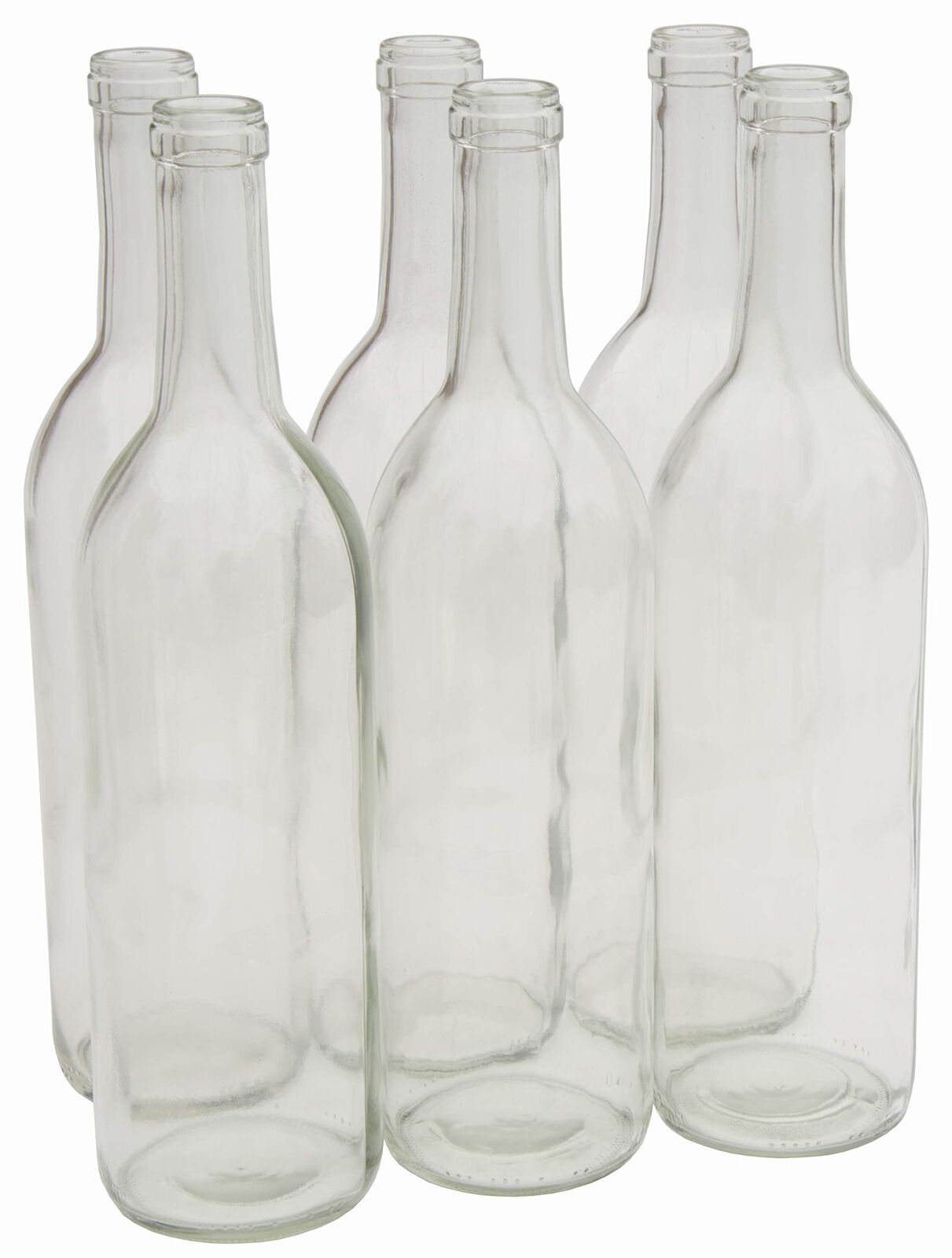 - W5CL6 750ml Glass Bordeaux Wine Bottle Flat-Bottomed Cork Finish - Case of ...