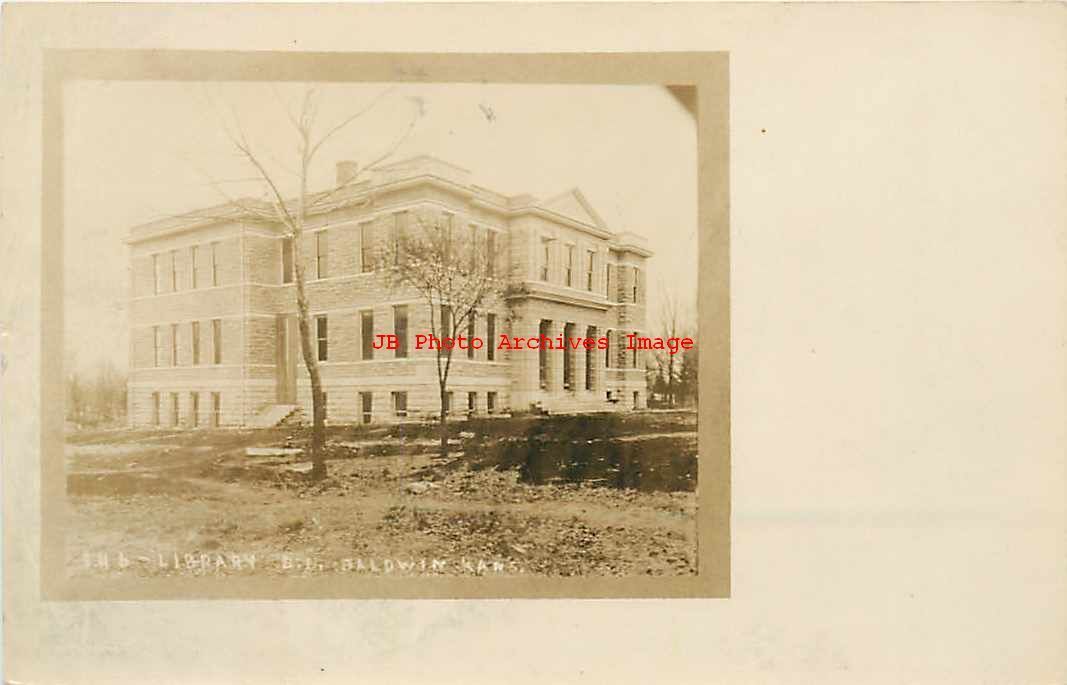 KS, Baldwin, Kansas, RPPC, Library Building, Exterior View, Photo No 146