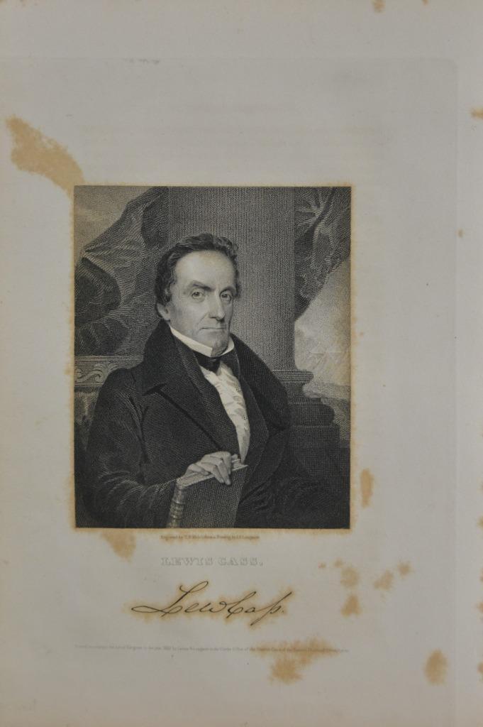 Antique Michigan Senator Lewis Cass Secretary of State 1834 Engraving Art