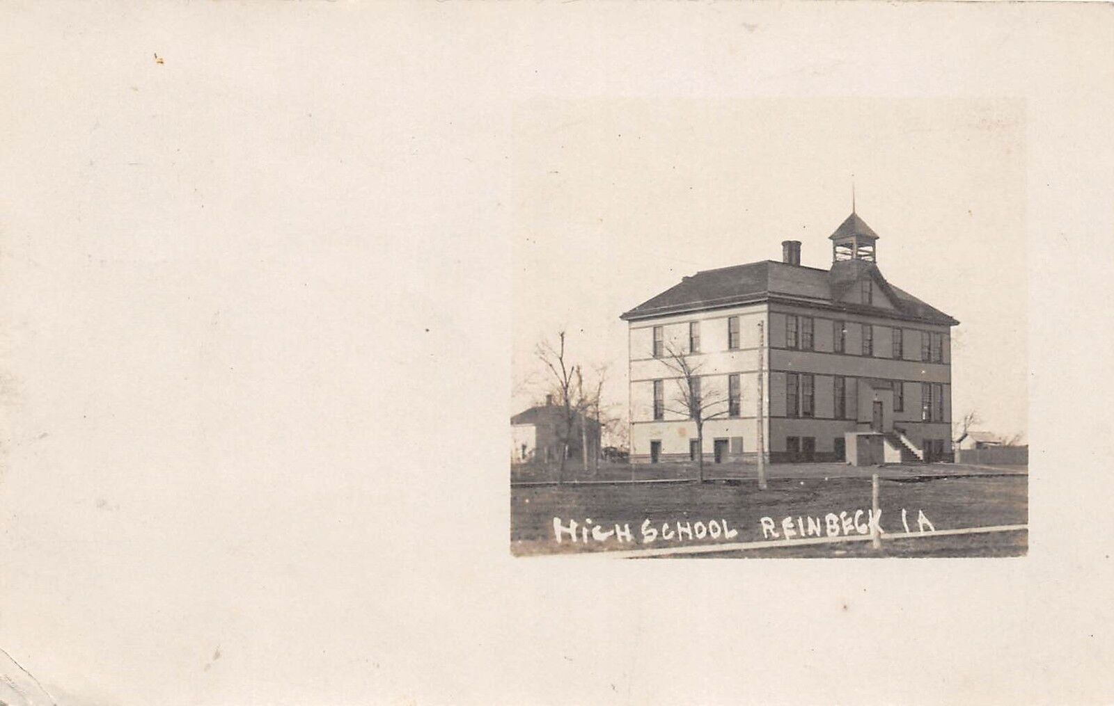 D95/ Reinbeck Iowa Ia Real Photo RPPC Postcard c1910 High School Building