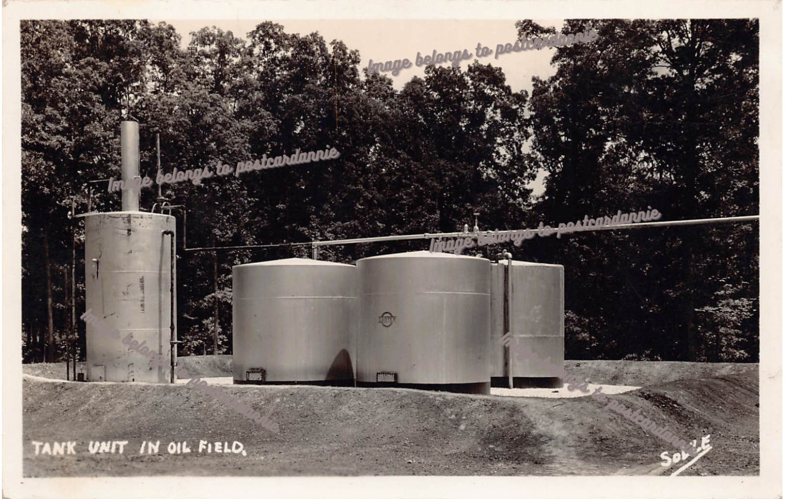 RPPC St Elmo IL Illinois Loudon Oil Field Well Tank Exxon Photo Vtg Postcard B17