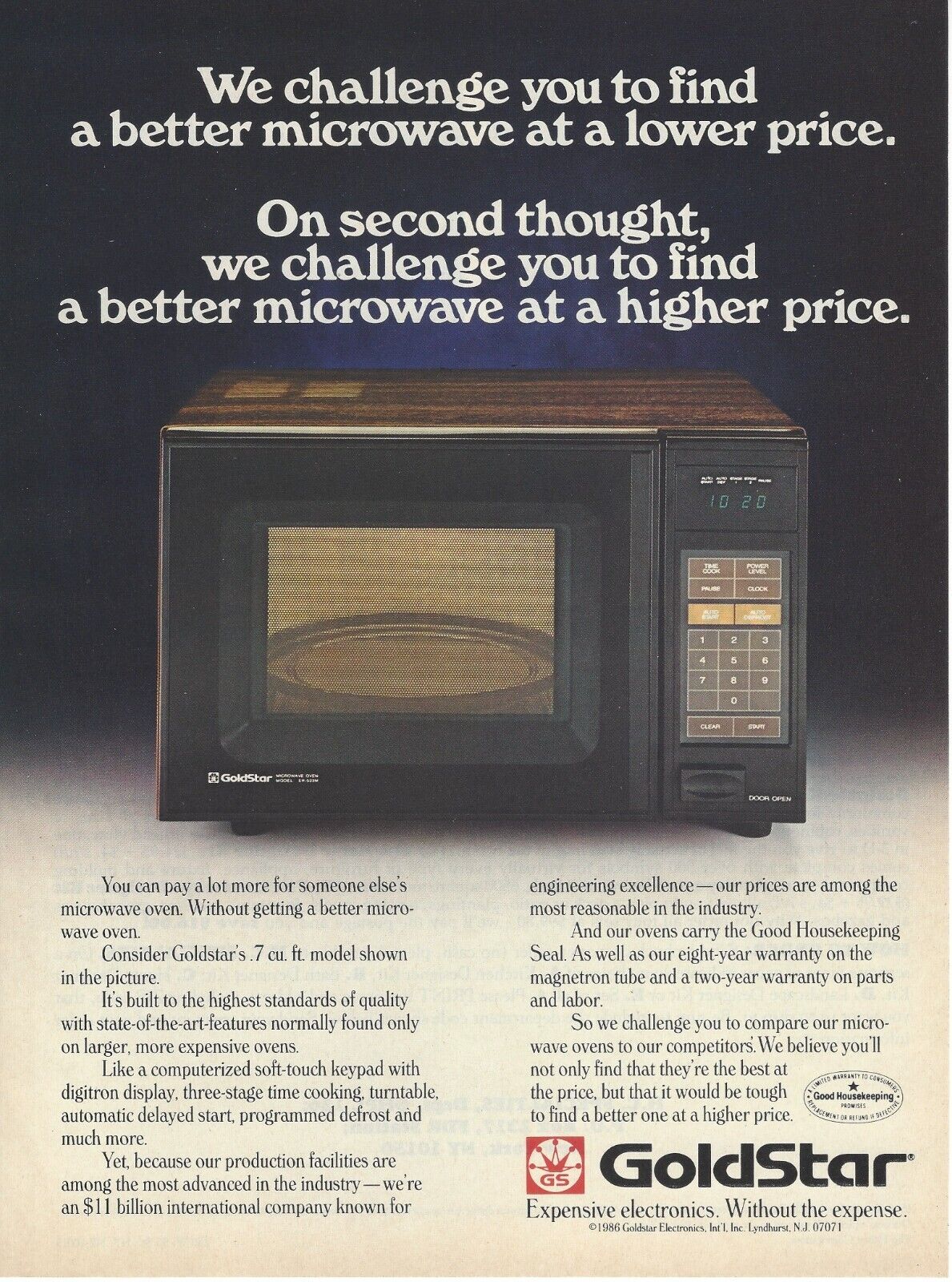 1986 Goldstar Microwave Oven vintage Print Ad 80\'s Advertisement