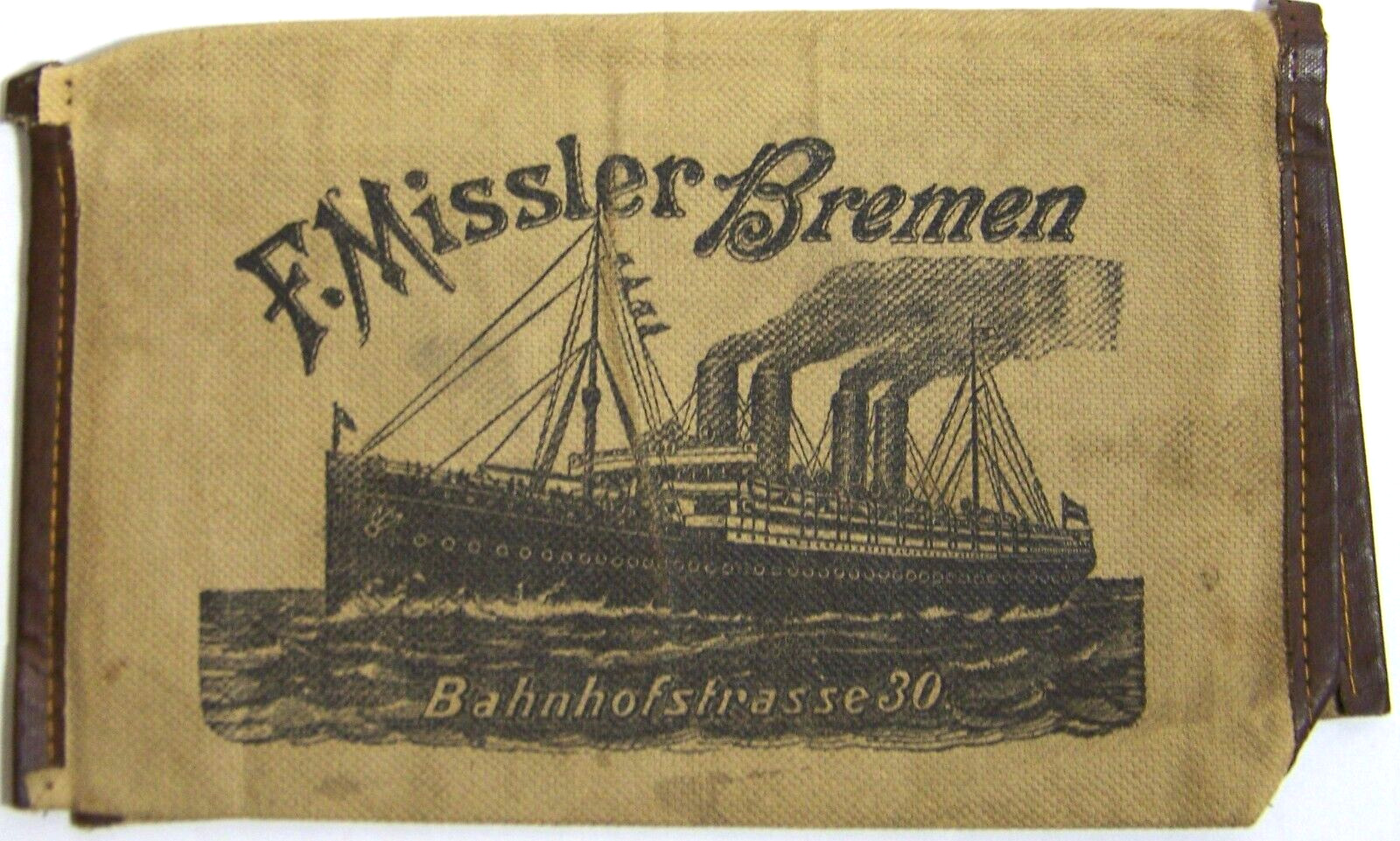 c. 1905, Ticket Wallet, F. Missler agent, Bremen, German ship SS Kaiser Wilhelm