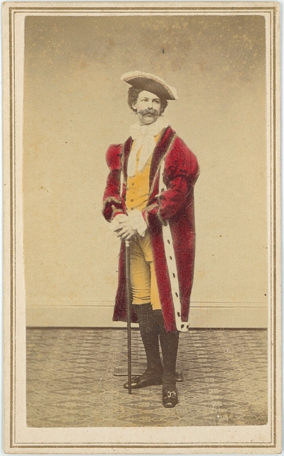 Actor Tinted Costume Brattleboro, Vermont 1860s CDV Carte de Visite V971