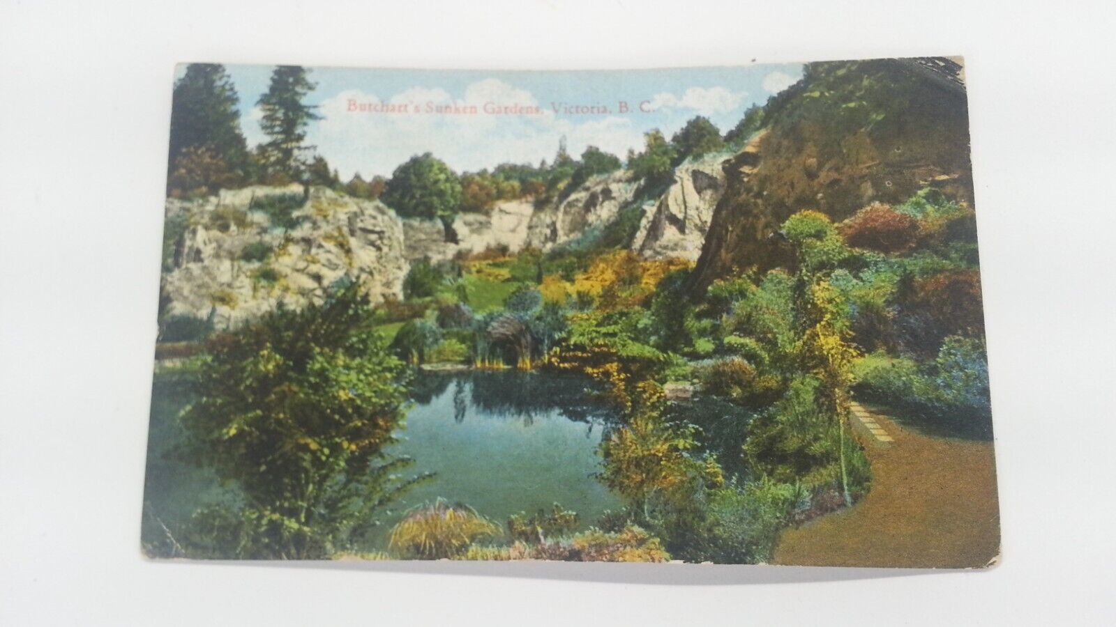 Antique 1924 Butcharts Sunken Gardens Victoria British Columbia Postcard Alaska