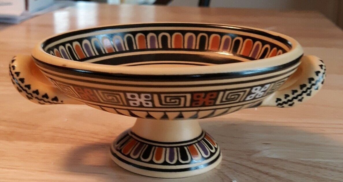 D. VASSILOPOULOS POTTERY BOWL HAND MADE IN GREECE POSIDON  AND ATHENA NO. MF 120