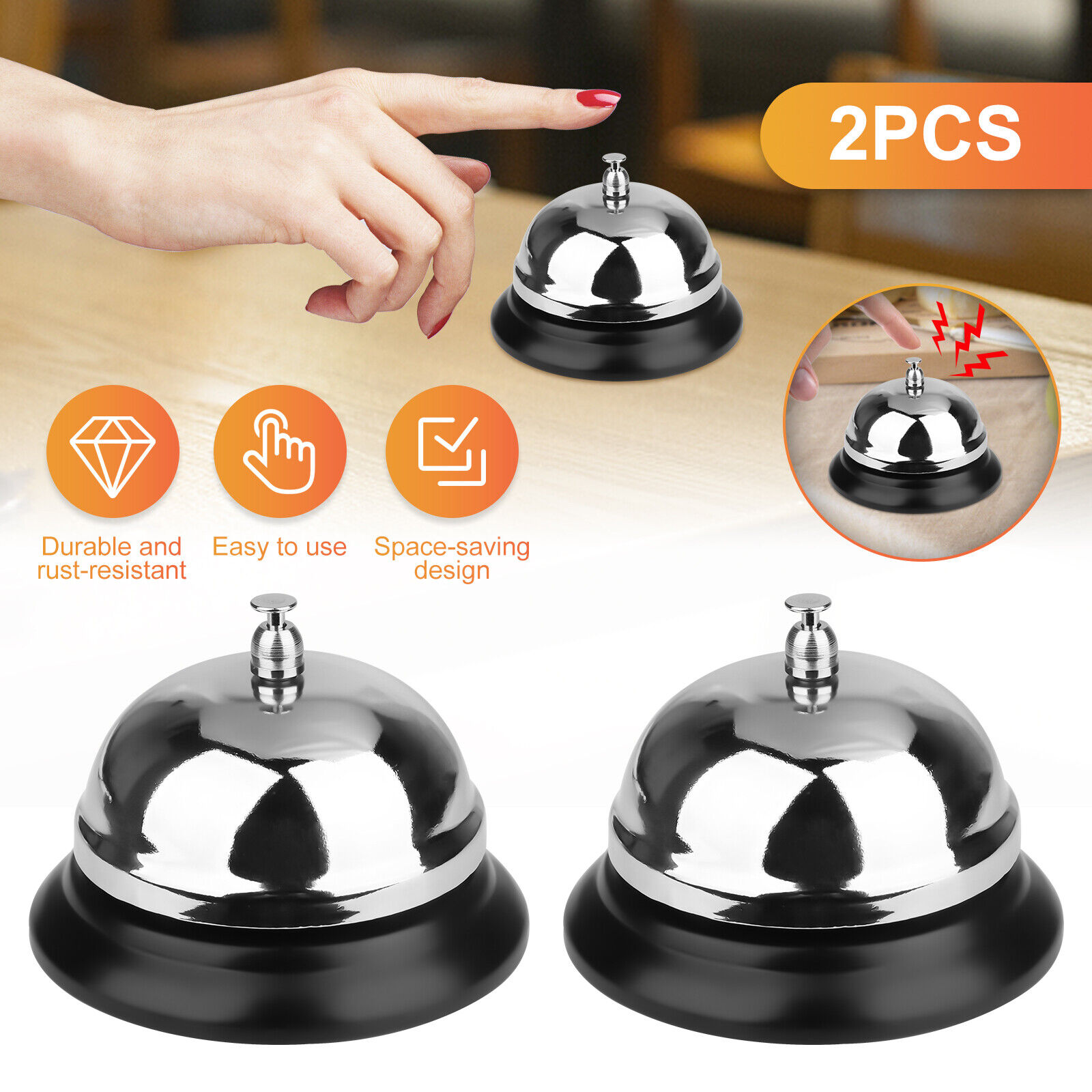 2X Custom Service Desk Bell Counter Call Ring for Kitchen Bar Large Bank Office