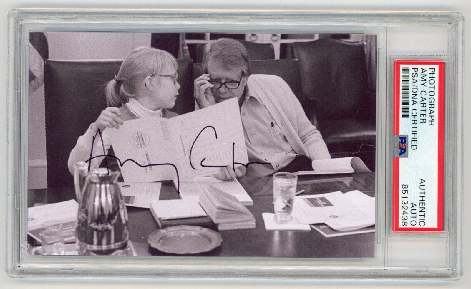 AMY CARTER Signed Photo w/ President White House - Daughter of Jimmy Carter -PSA