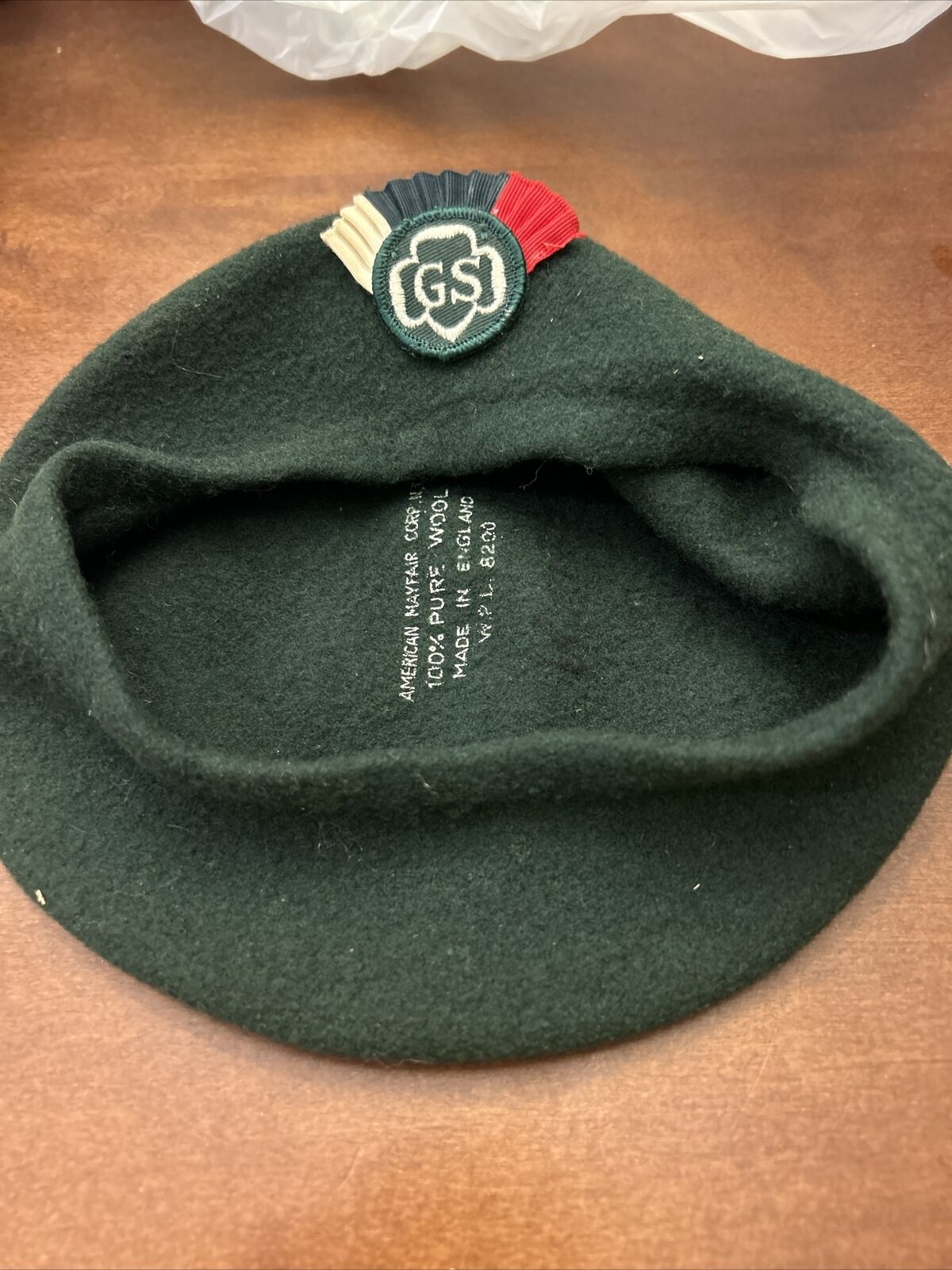 Vintage Wool Girl Scouts Uniform Hat Made in England Unique Patch
