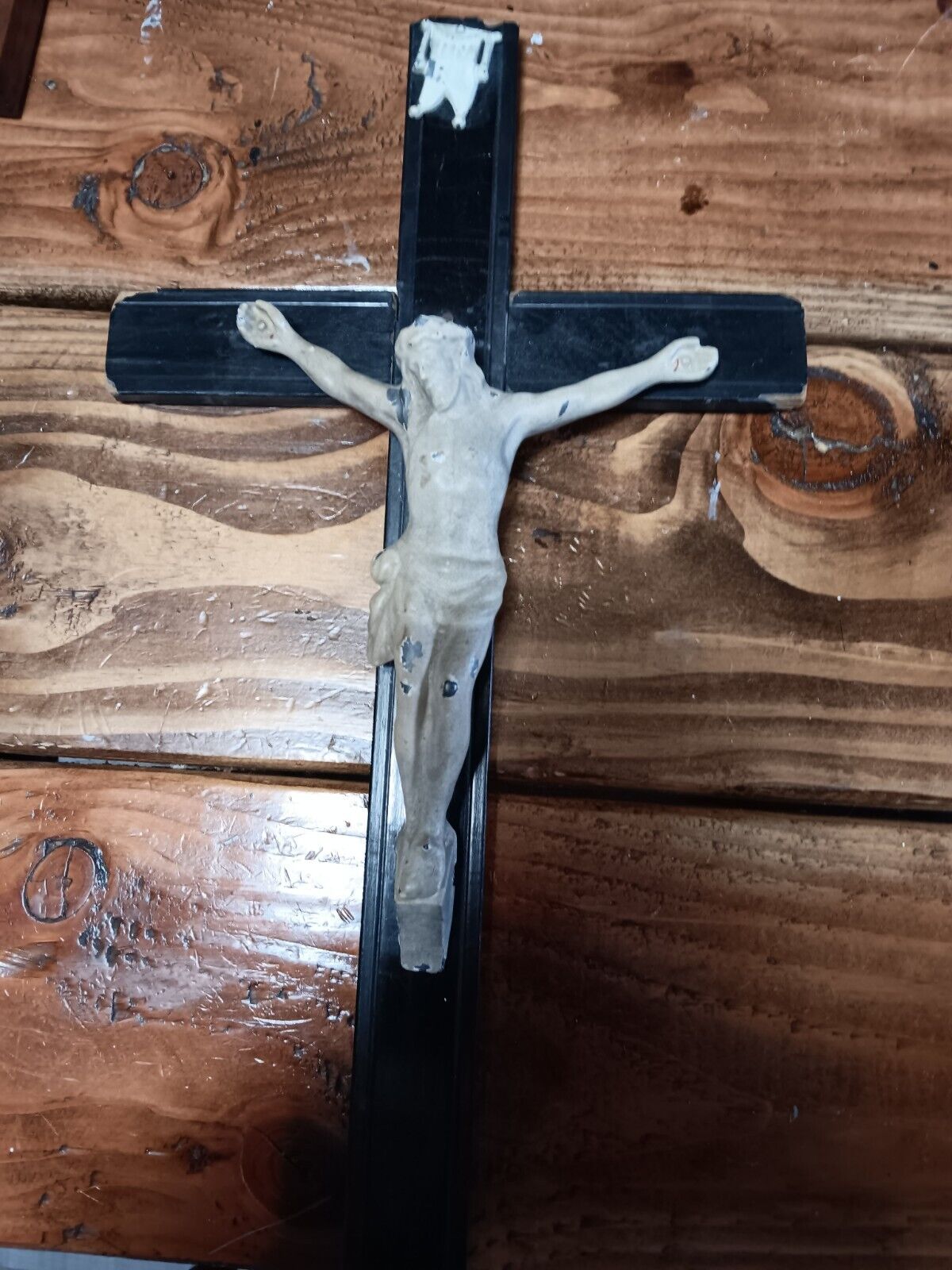 Vintage Wood And Medal Crucifix