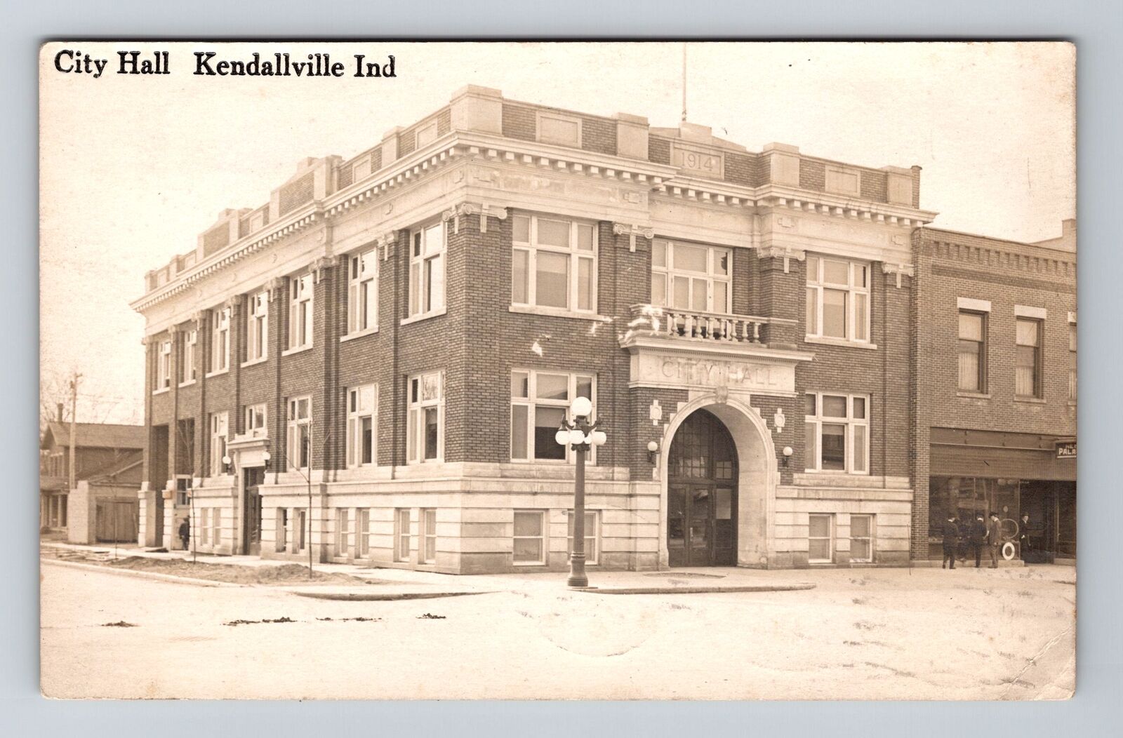 Kendallville IN-Indiana RPPC City Hall Building Real Photo 1915 Old Postcard