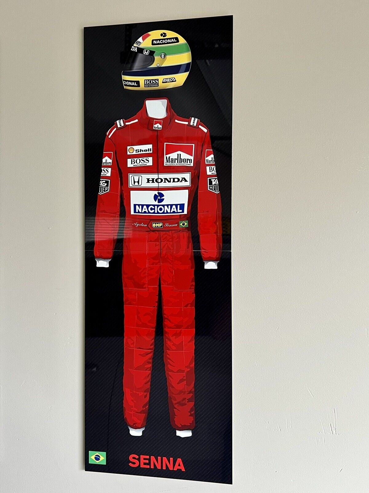 WOW 36 Inch Ayrton Senna FORMULA 1 F1  Suit Helmet 2pc Sign HD