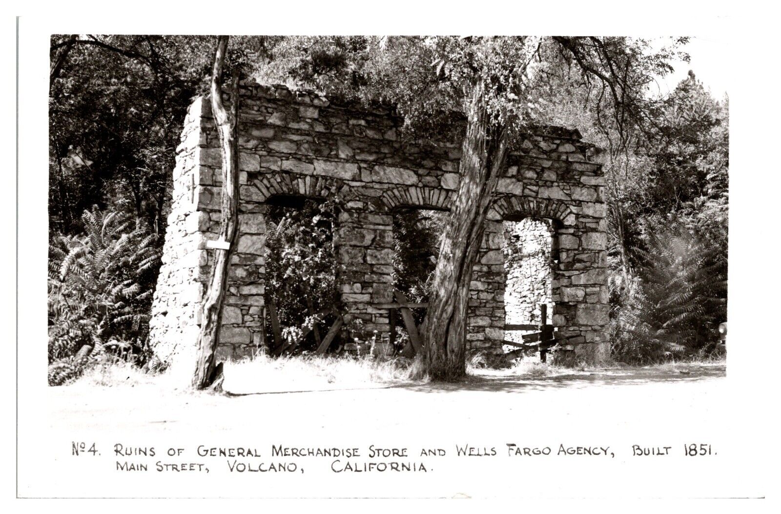 RPPC Ruins of Store and Wells Fargo Agency, ca. 1851, Main St, Volcano, CA
