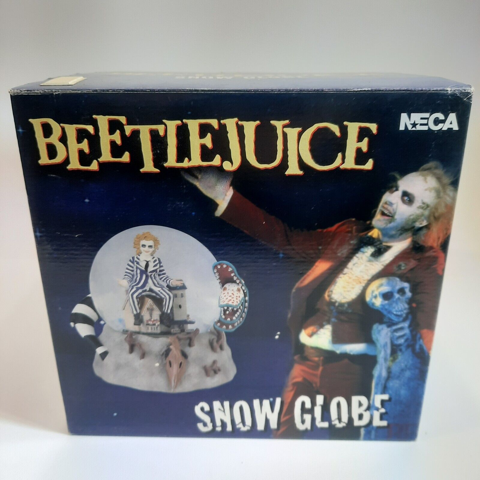 Vtg NECA Tim Burton's Beetlejuice 2001 Snow Globe Michael Keaton original box