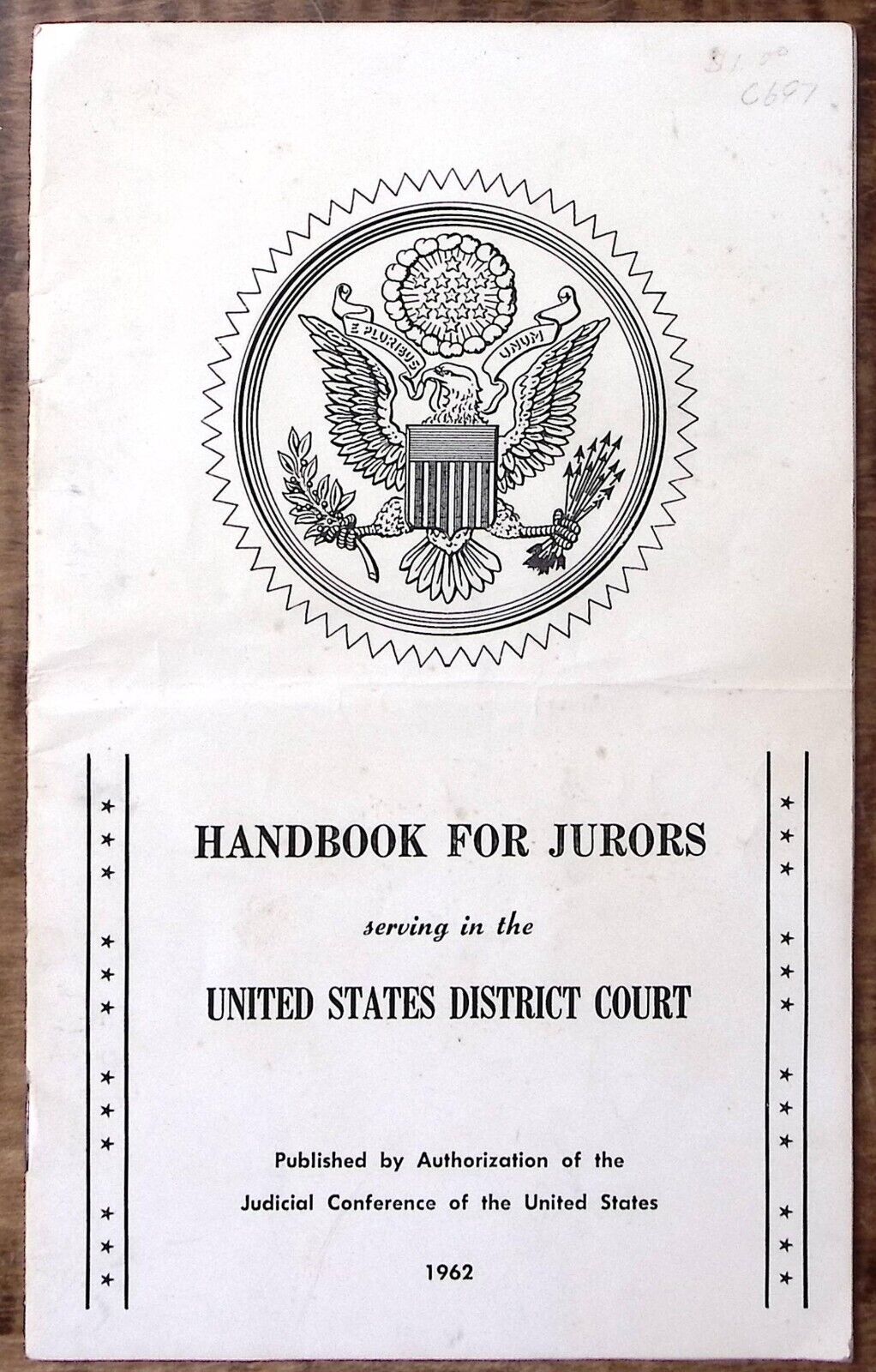 1962 HANDBOOK FOR JURORS SERVING IN THE UNITED STATES DISTRICT COURT Z5346