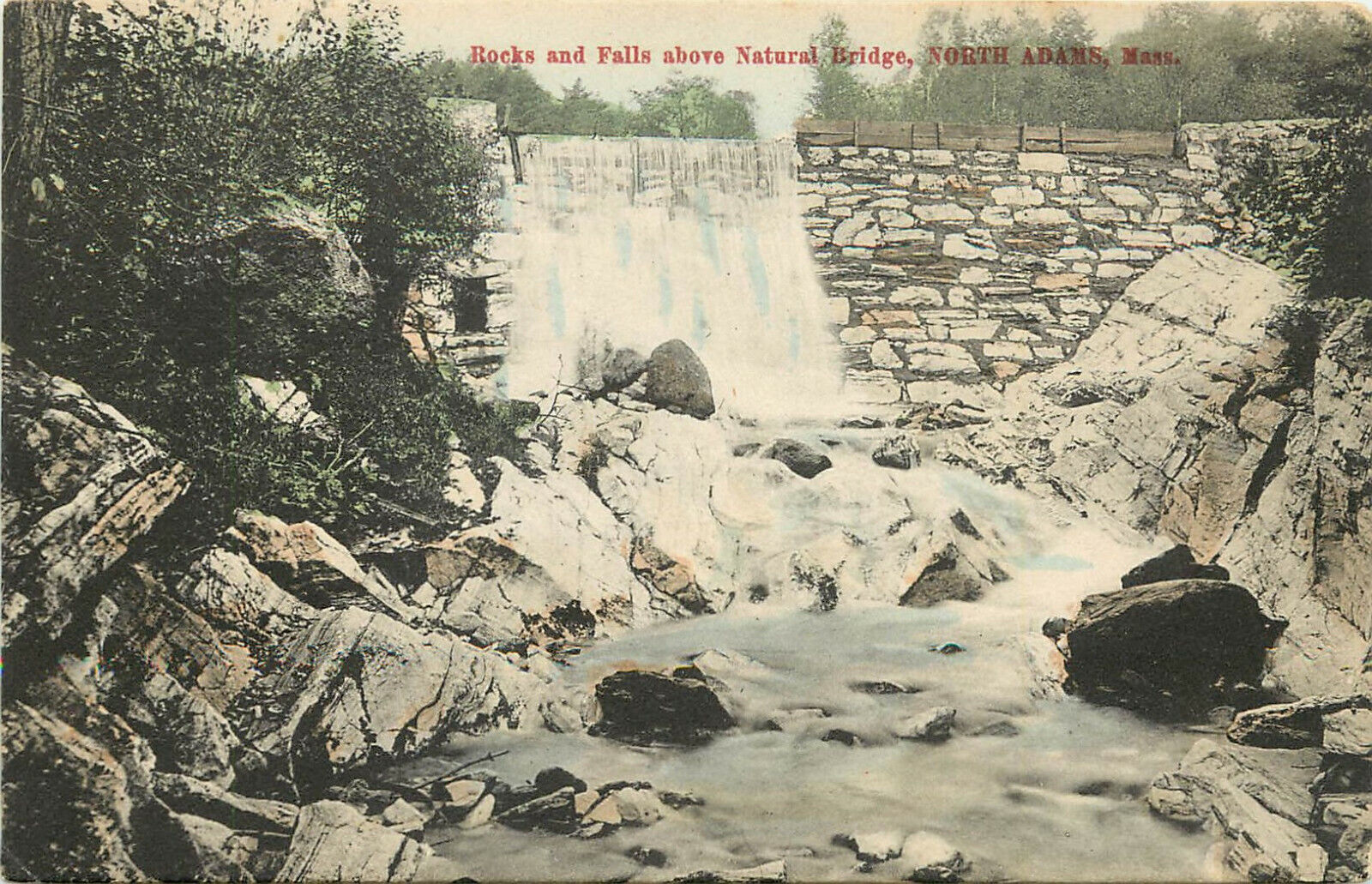 Vintage Postcard Rocks and Falls above Natural Bridge North Adams MA Berkshire 