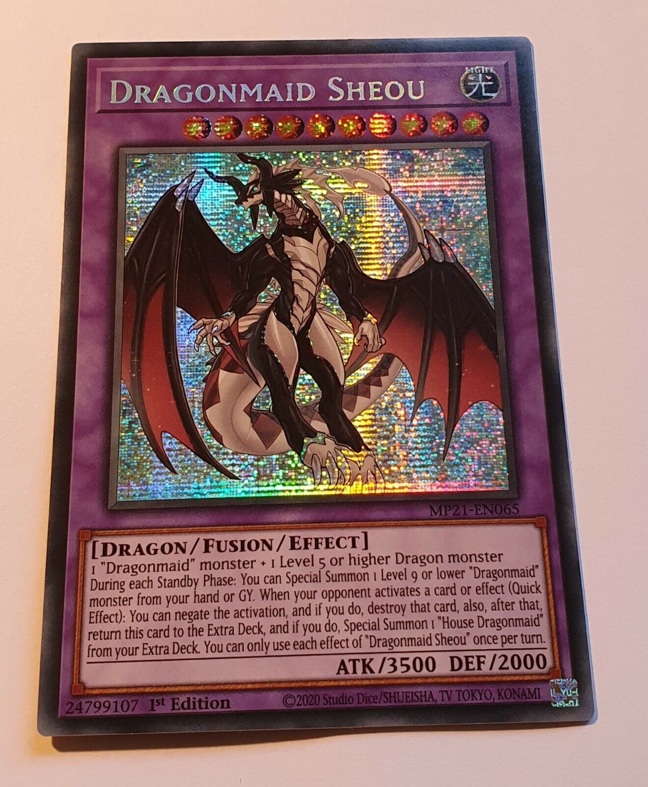 Yugioh MINT MP21-EN065 Dragonmaid Sheou Prismatic Secret Rare 1st Edition