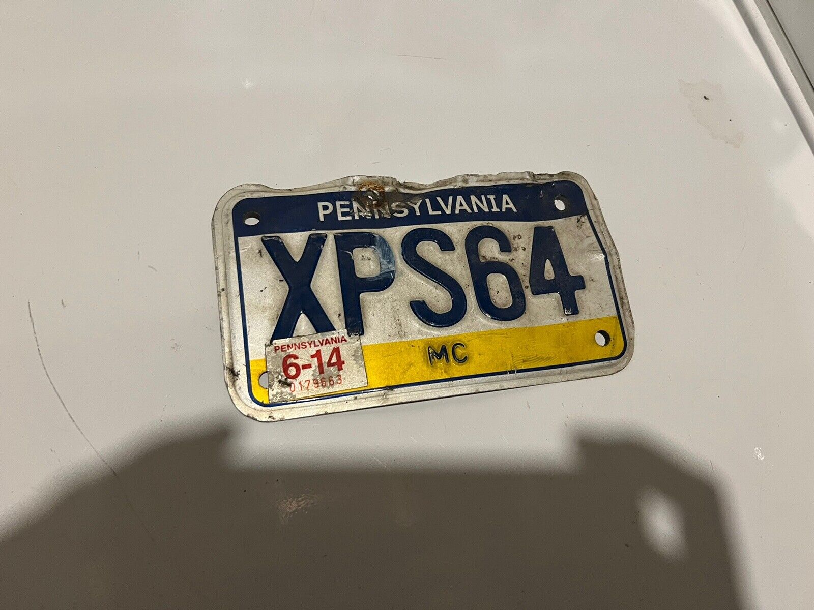 Expired Pennsylvania PA Motorcycle License Plate MC #XPS64