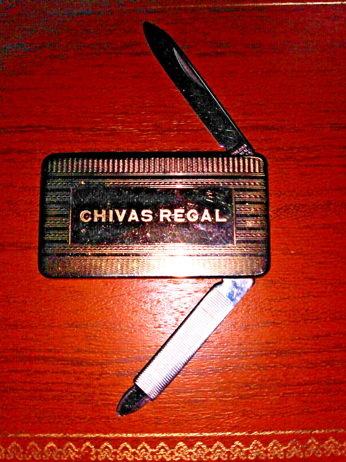 vintage gold chivas regal money clip  knife and nail file