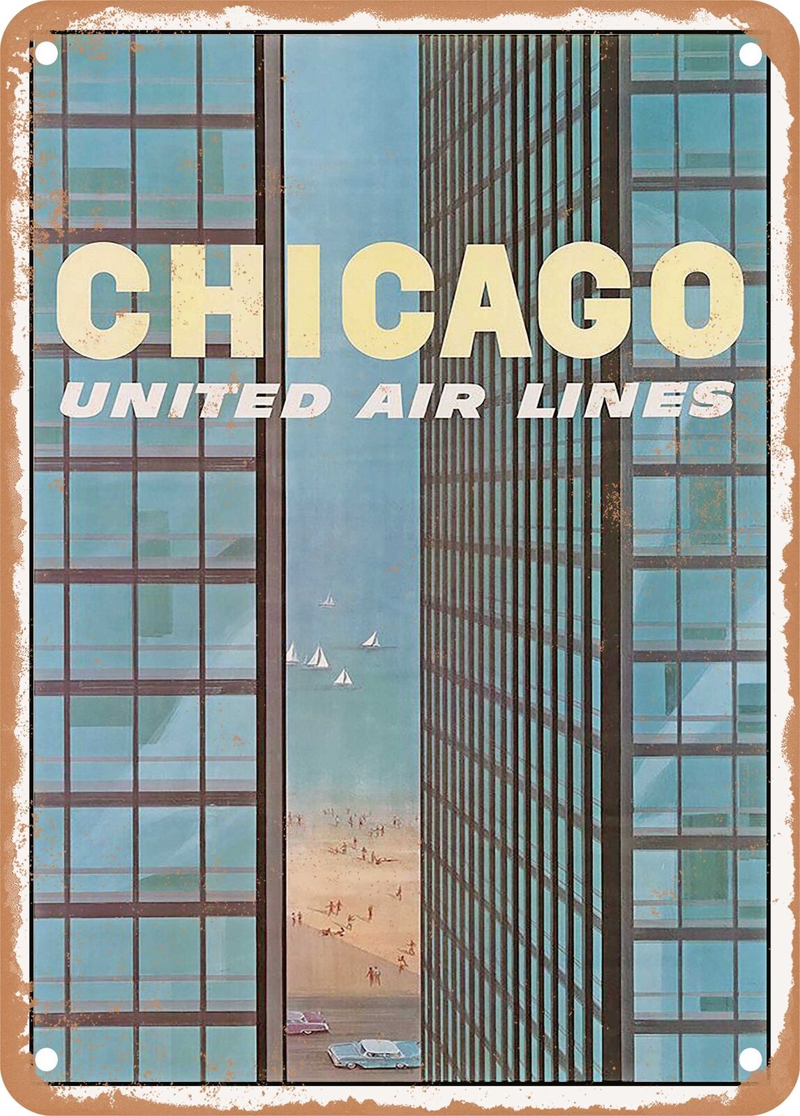 METAL SIGN - 1955 Chicago Travel Vintage Ad