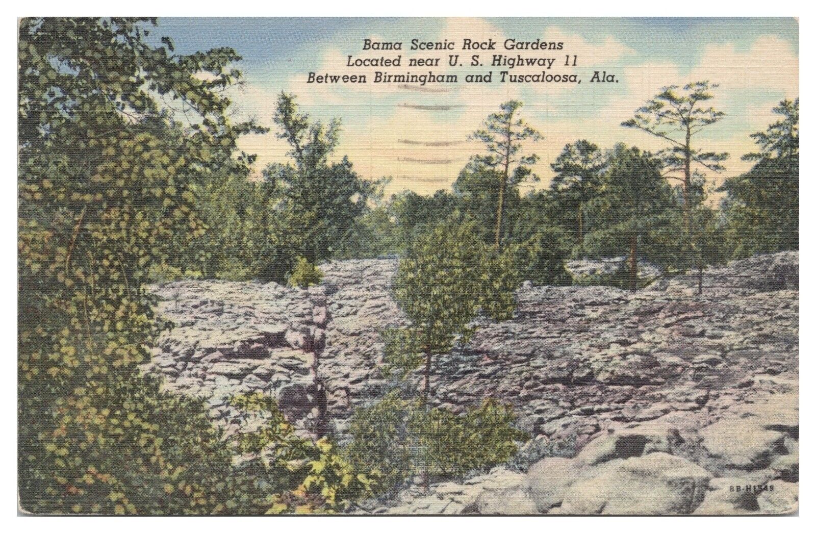 Vintage Bama Scenic Rock Gardens Tuscaloosa AL Postcard c1950 Linen