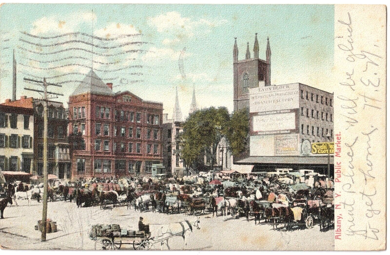 Albany, New York NY-Public Market-antique posted 1910 German postcard