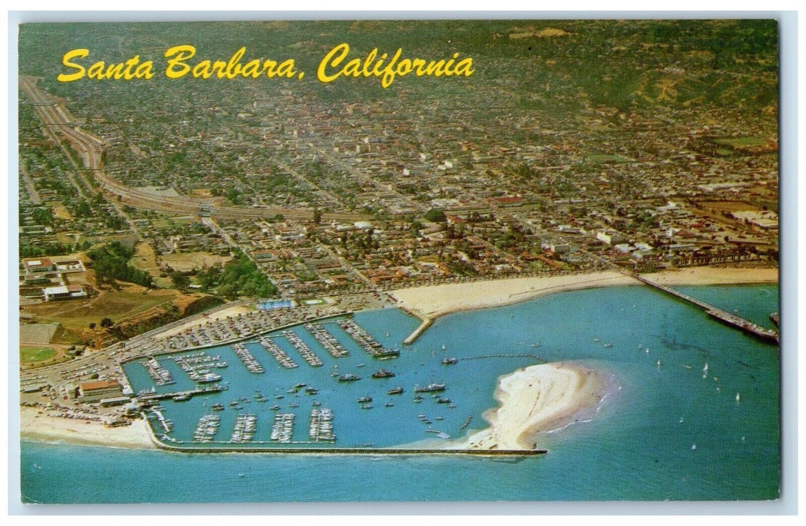 c1960 Santa Barbara Marina Sunday Sailors Sailings Ships California CA Postcard