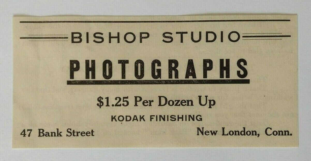 1918 Bishop Studio Photographs Advertisement New London, Connecticut