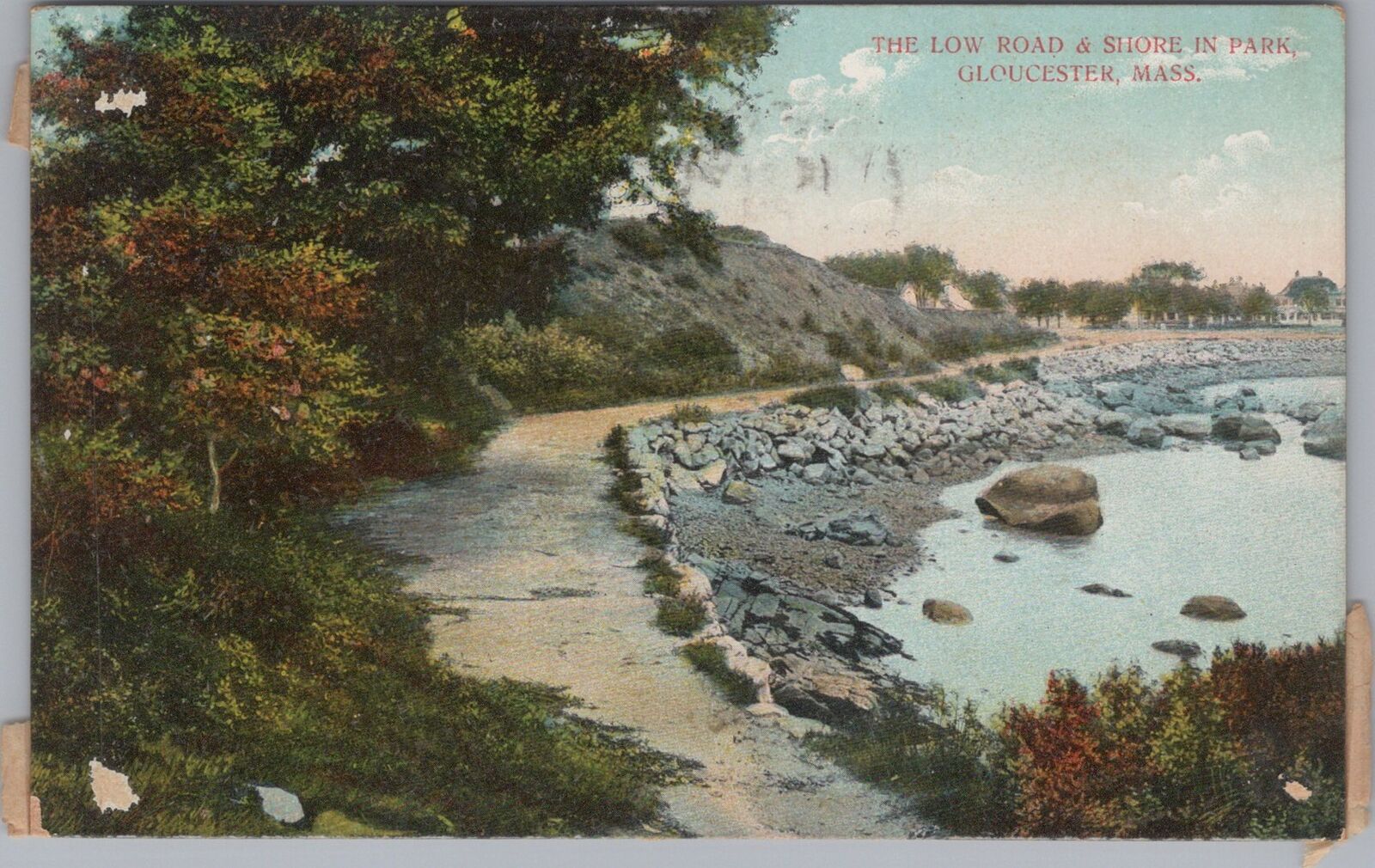 Low Road & Shore in Park, Gloucester Massachusetts 1909 Postcard