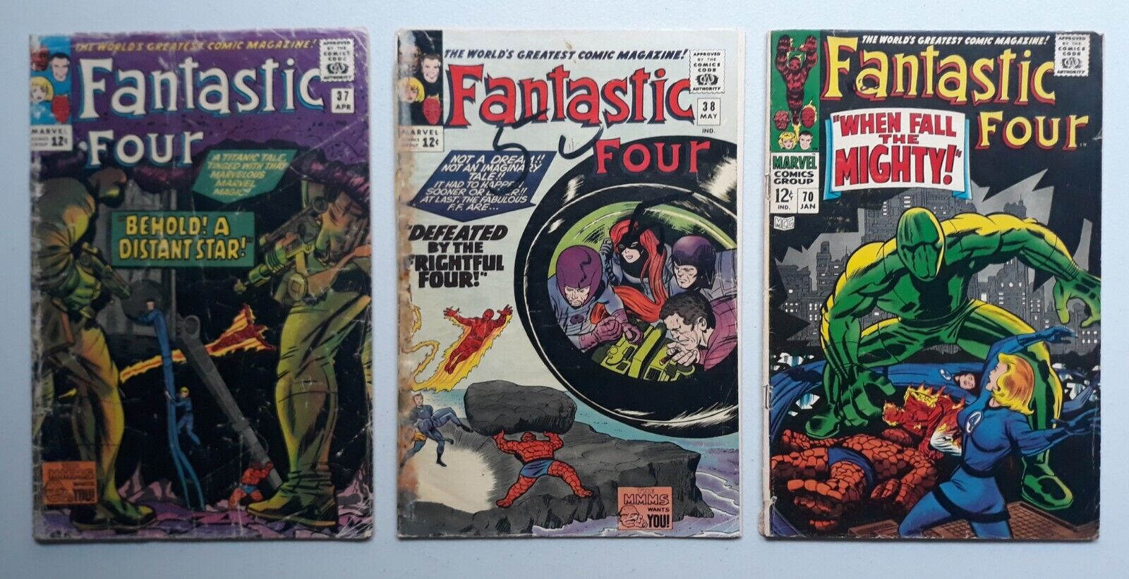 Fantastic Four 37, 38, 70 Marvel Com6 1965, 1968