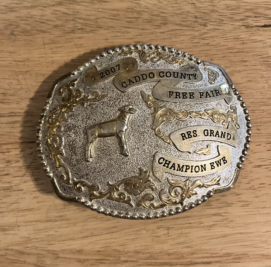2007 CADDO COUNTY FREE FAIR RES GRAND CHAMPION EWE Showing Trophy belt buckle