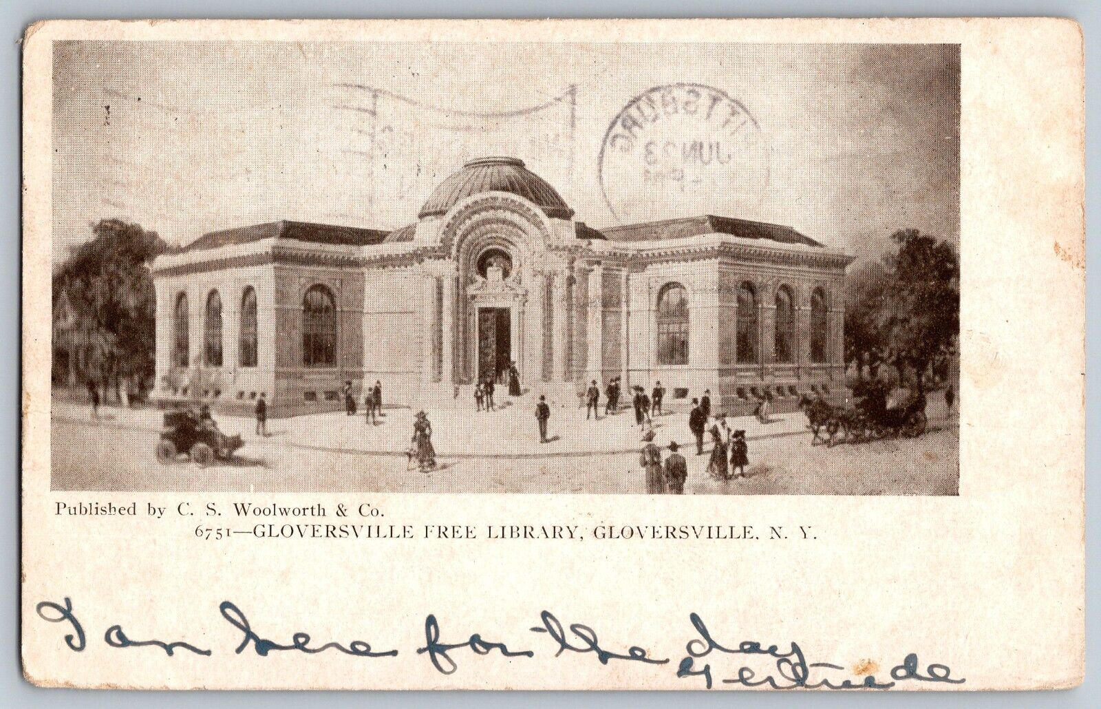 Gloversville, New York - Old Gloversville Free Library - Vintage Postcard