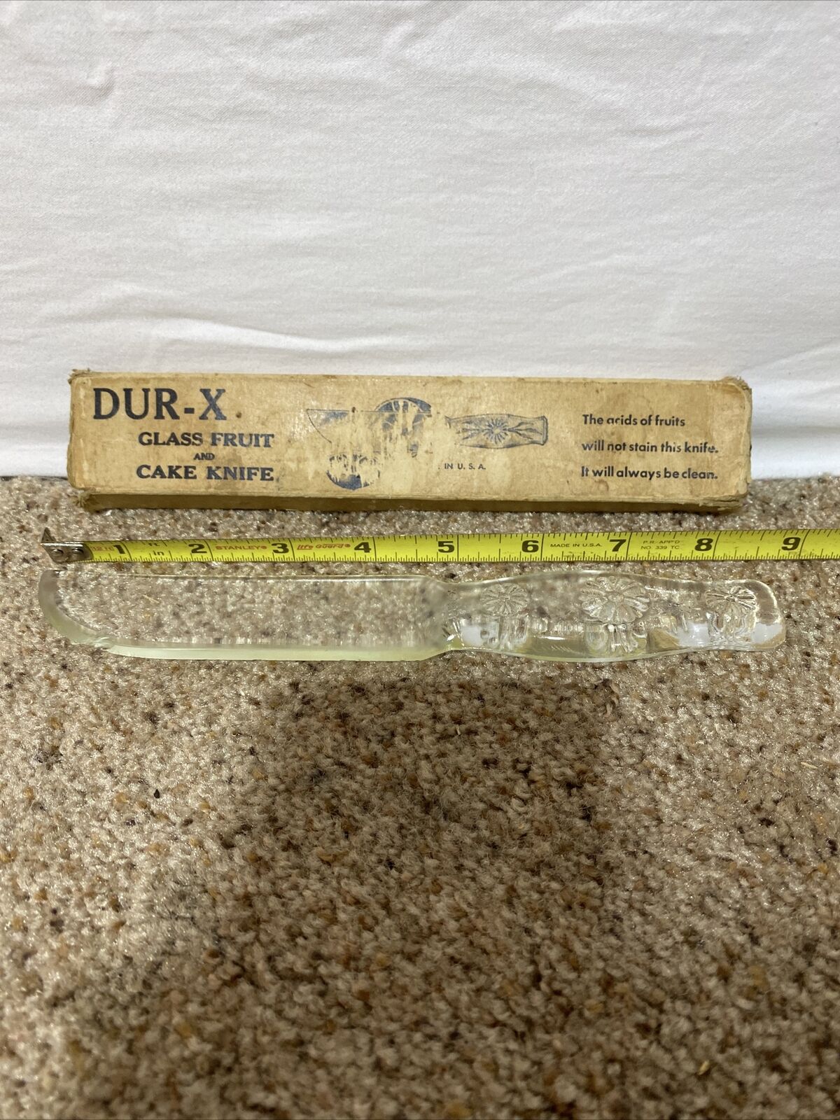 vintage Dur-X glass knife 8 inches