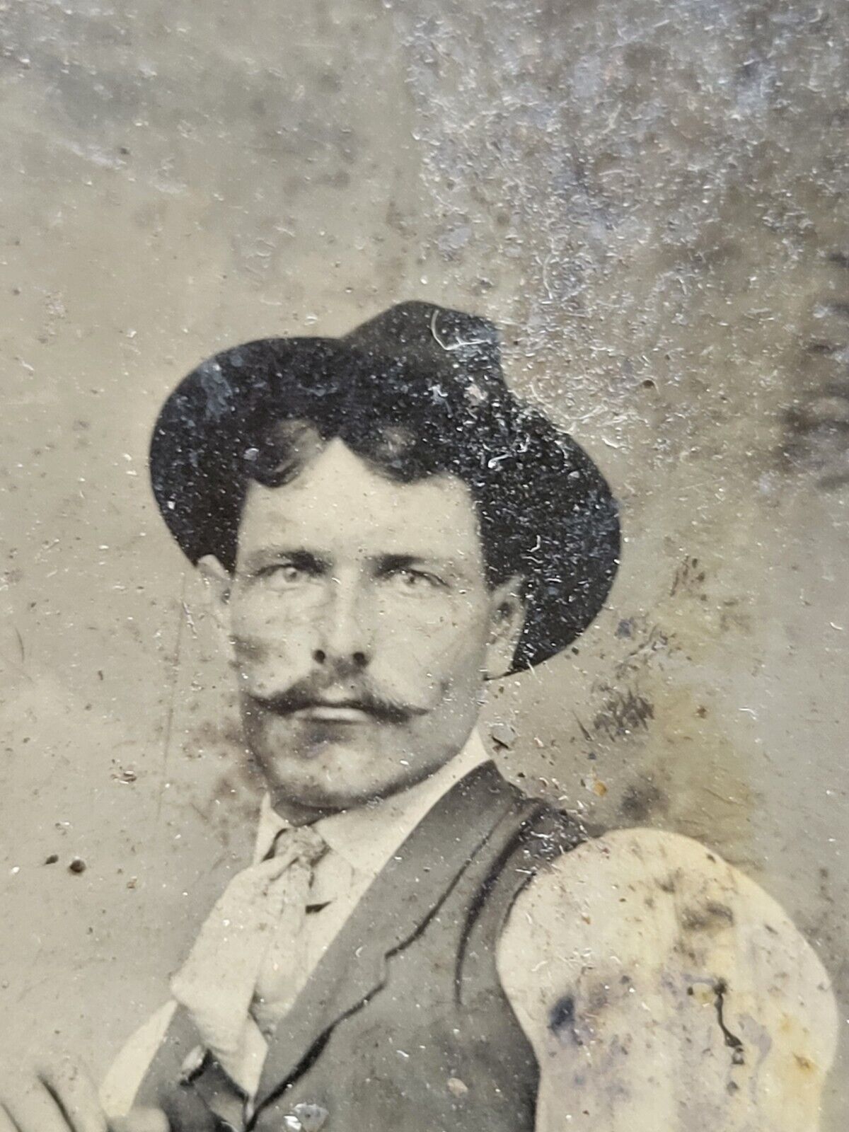 Antique Tintype Photo Old West Riverboat Gambler  Cowboy