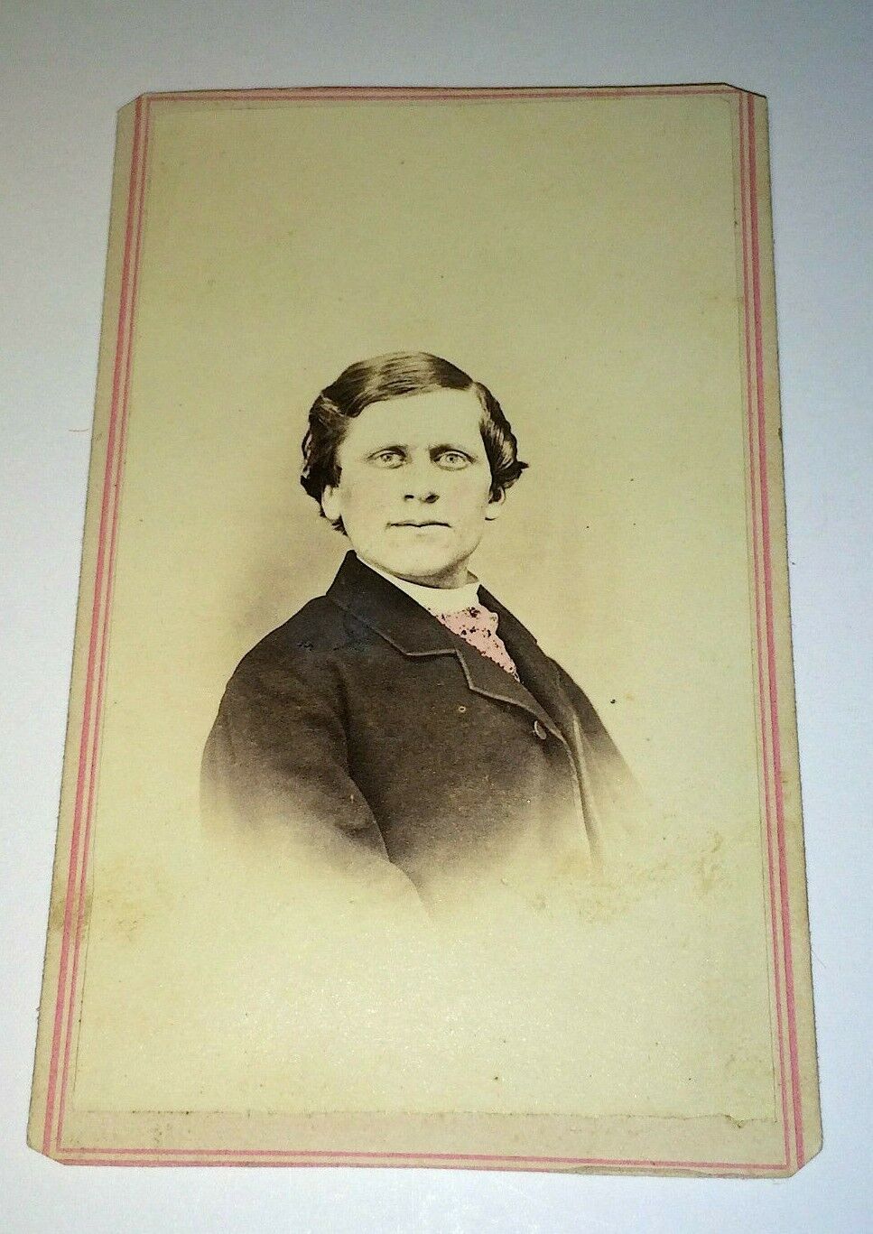 Antique American Victorian Young Man Rosy Cheeks Tax Stamp VT CDV Photo US
