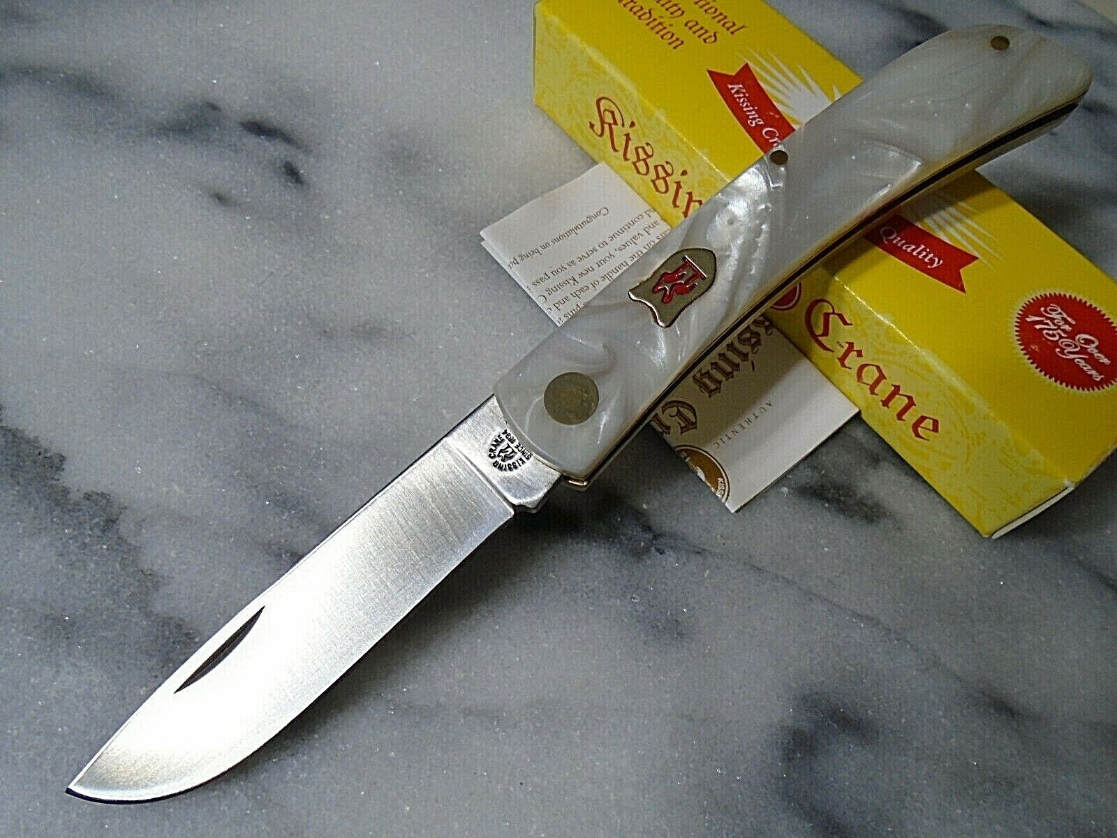 Kissing Crane Pearl Celluloid Sod Buster Folding Pocket Knife KC5012 6.50\