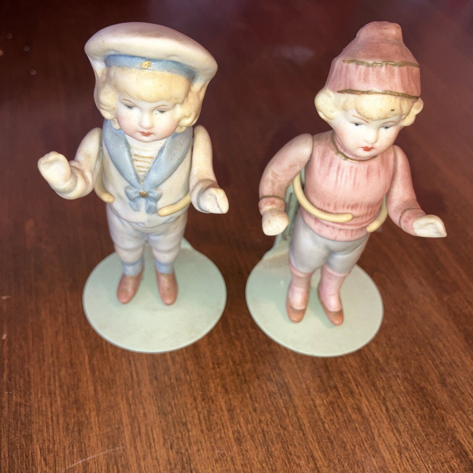 Lot Of 2 Vintage Antique bisque figurine Possibly German Jointed Arms