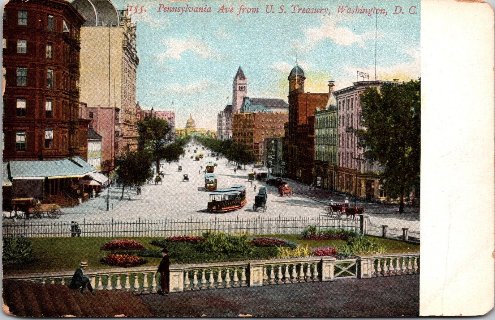 Postcard Posted 1909 Pennsylvania Ave US Treasury Washington D C [br]