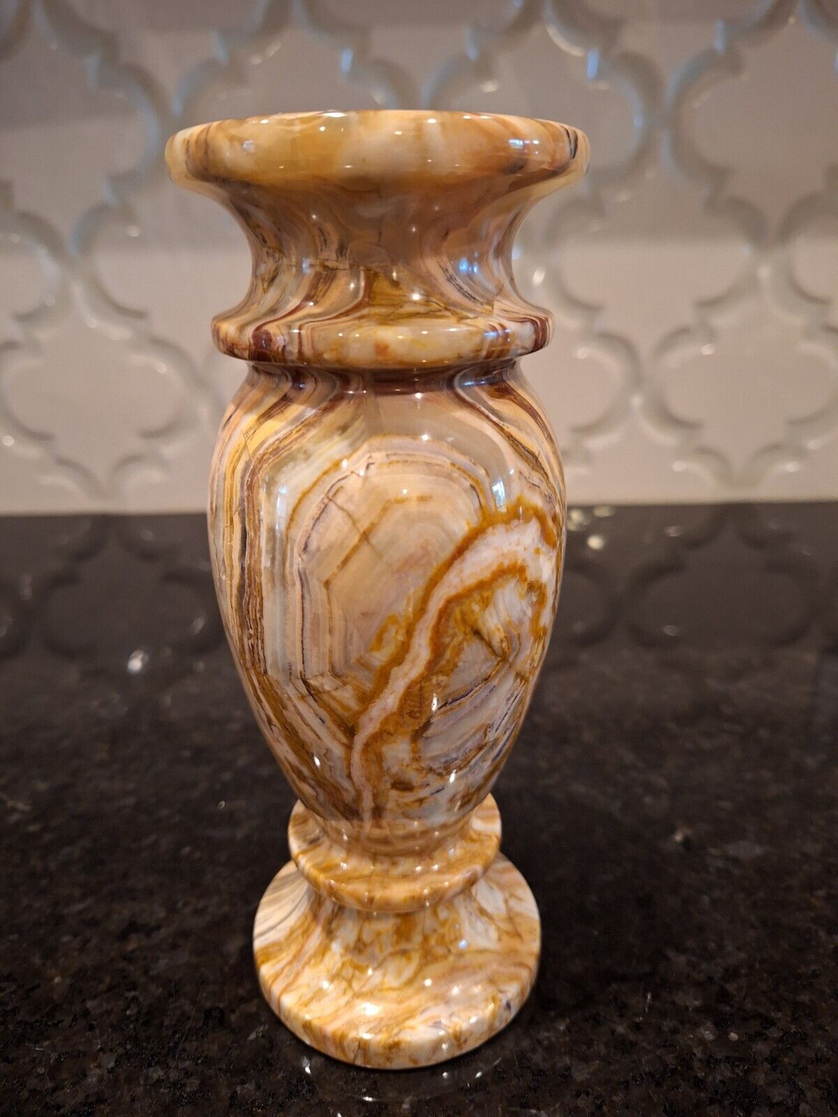 Vintage Onyx Marble Carved Vase 8\