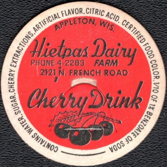 Fruit Bottle Caps Lot of 12 Vintage Hietpas Dairy 1940\'s Cherry Grapefruit