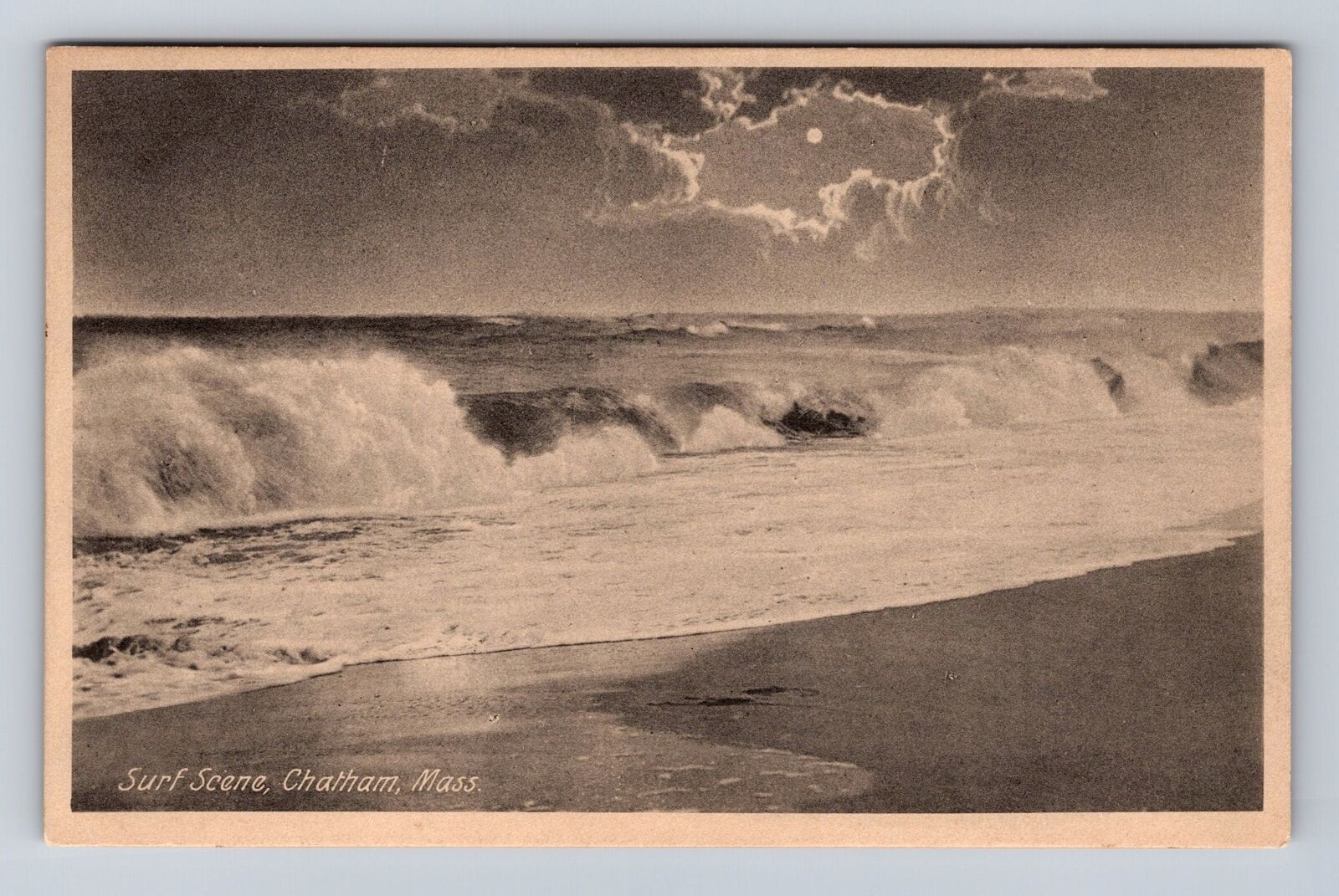 Chatham MA-Massachusetts, Surf Scene, Antique, Vintage Souvenir Postcard